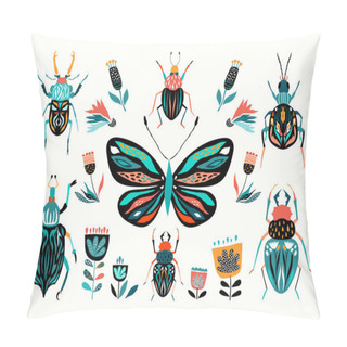 Personality   Abstract Insects Collection, Vector Design Pillow Covers