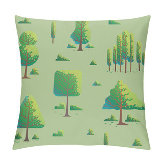 Personality  Light Green Seamless Pattern With Different Trees Pillow Covers