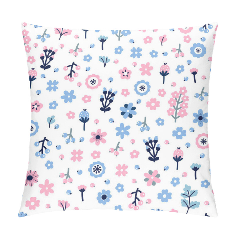 Personality  Cute floral seamless pattern with flowers and berries. Scandinavian style design. Colored background pillow covers