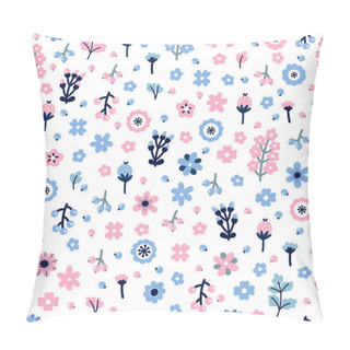 Personality  Cute Floral Seamless Pattern With Flowers And Berries. Scandinavian Style Design. Colored Background Pillow Covers