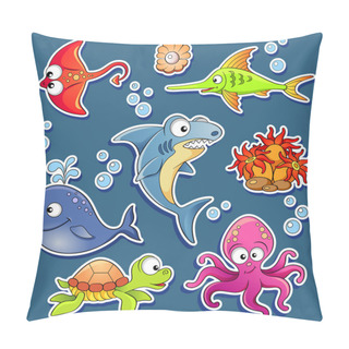Personality  Stickers Of Cute Cartoon Sea Animals Pillow Covers