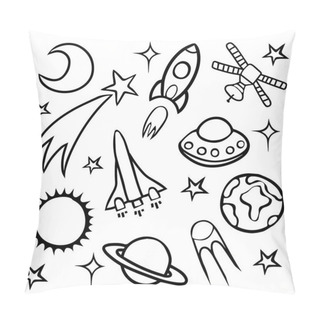 Personality  Cartoon Doodle Space Seamless Pattern Background. Pillow Covers