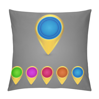 Personality  Set Of Round Blue Map Pointers. Vector Illustration Pillow Covers