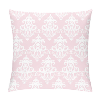 Personality  Damask Seamless Pattern Background. Pastel Pink And White. Vintage. For Wedding Design. Vector. Pillow Covers