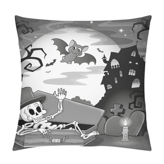 Personality  Black And White Skeleton Theme Image Pillow Covers