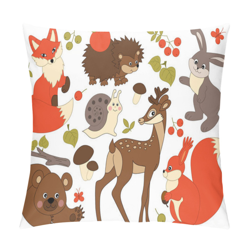 Personality  Vector Woodland Animals Set. Forest Animals Clipart Vector Illustration.  pillow covers