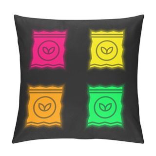 Personality  Bag Four Color Glowing Neon Vector Icon Pillow Covers