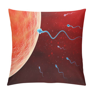 Personality  Sperm And Egg Cell Microscopic View. Pillow Covers