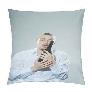 Personality  Young Man Drinking Alkohol Pillow Covers