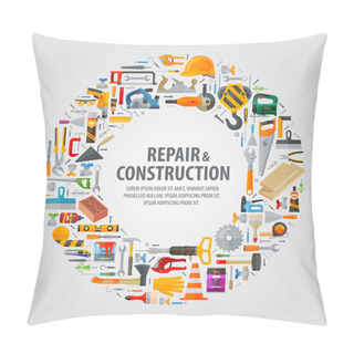 Personality  Working Tools Vector Logo Design Template. Construction Or Repair Icons Pillow Covers