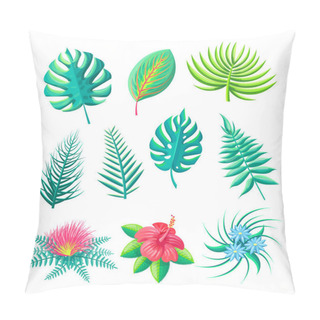 Personality  Flower And Leaves Tropical Set Vector Illustration Pillow Covers