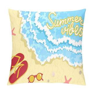 Personality  Summer Vibes. Beach, Waves, Sun, Sea, Flip Flops, Shells, Glasses Pillow Covers