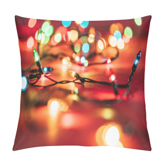 Personality  Blurred Shining Colourful Garlands As Christmas Background  Pillow Covers