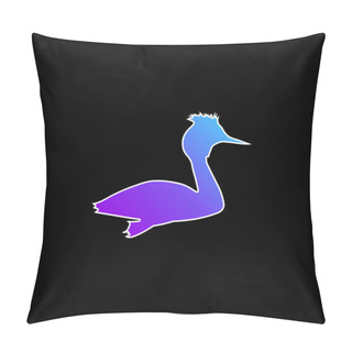 Personality  Bird Grebe Shape Blue Gradient Vector Icon Pillow Covers