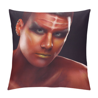 Personality  Portrait Of A Handsome Young Man In A Red Body Painting Pillow Covers