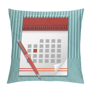 Personality  Vector Illustration Of Beautiful Spiral Calendar Icon And Ballpoint Pen Pillow Covers