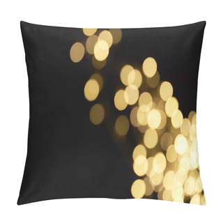 Personality  Beautiful Shiny Defocused Golden Bokeh On Black Background Pillow Covers