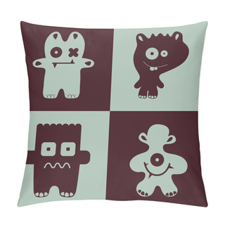 Personality  Vector Collection Of Cartoon Funny Monsters. Pillow Covers