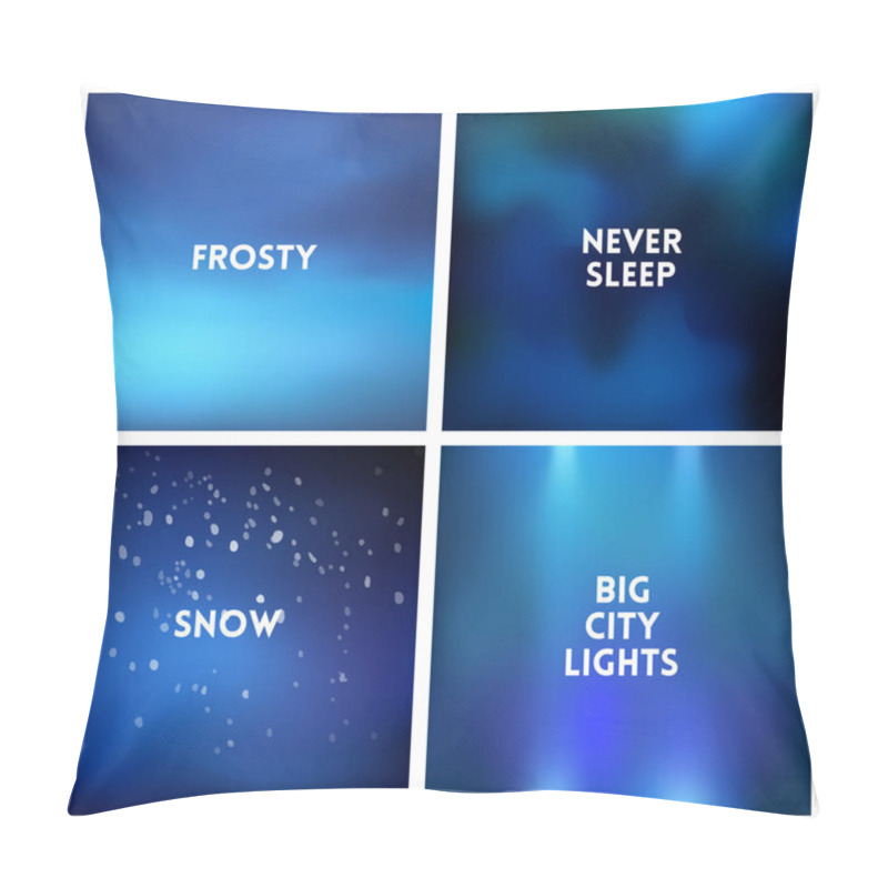 Personality  Abstract vector blue winter blurred background set. 4 colors set pillow covers