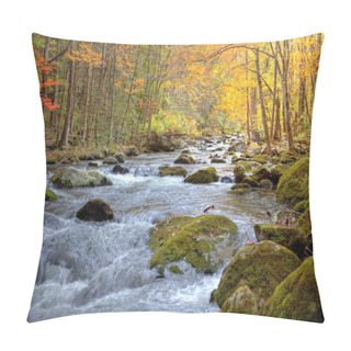 Personality  Smoky Mountain Stream In Autumn Pillow Covers
