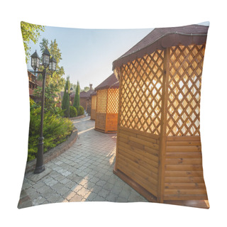 Personality  Gazebo In Landscaped Garden Pillow Covers