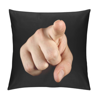 Personality  Index Finger On Black Background Pillow Covers