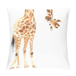Personality  Realistic Giraffe Made In Watercolor. Pillow Covers