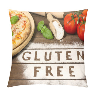 Personality  A Gluten Free Pizza On A Rustic Wood Background, With Word 