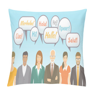 Personality  Foreign Language School For Adults Flat Illustration Pillow Covers