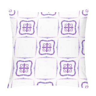 Personality  Textile Ready Adorable Print, Swimwear Fabric, Wallpaper, Wrapping. Purple Splendid Boho Chic Summer Design. Tiled Watercolor Background. Hand Painted Tiled Watercolor Border. Pillow Covers