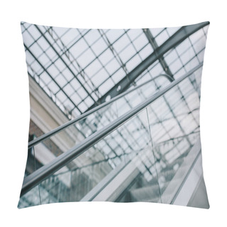 Personality  Grey Moving Staircase With Stairs And Glass Roof In Shopping Mall Pillow Covers