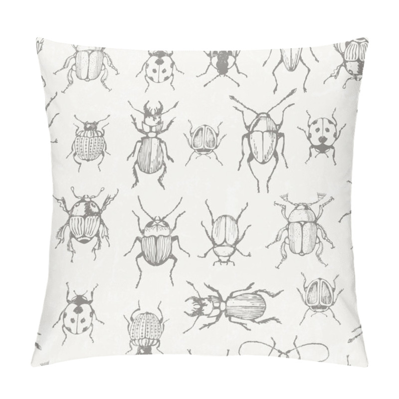 Personality  Seamless monochrome pattern with bugs. pillow covers