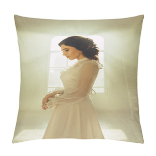 Personality  Lady In White Vintage Dress Pillow Covers