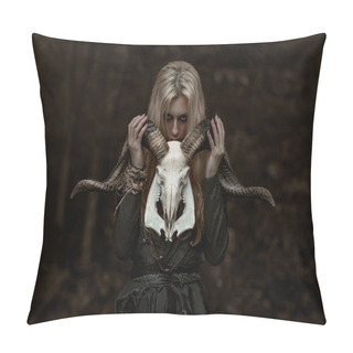 Personality  Witch In A Long Black Dress Pillow Covers