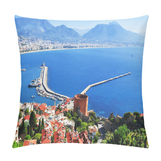Personality  View Of Alanya Harbor From Alanya Peninsula. Turkish Riviera Pillow Covers