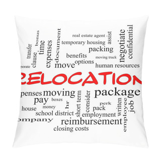 Personality  Relocation Word Cloud Concept In Red Caps Pillow Covers
