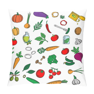 Personality  Fresh And Pickled Vegetables With Herbs Sketch Pillow Covers