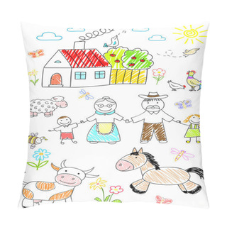 Personality  Happy Children With Grandparents  Pillow Covers