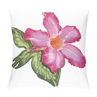 Personality  Desert Rose Flower And Leaves. Sketch On A White Background. Vector Pillow Covers