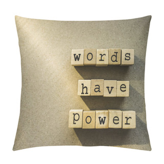 Personality  Words  Words Have Power Written In  Wooden Alphabet Letters Isolated On An Craft Paper - Carton Background With Empty Copy Space. Ray Of Sunshine Pillow Covers