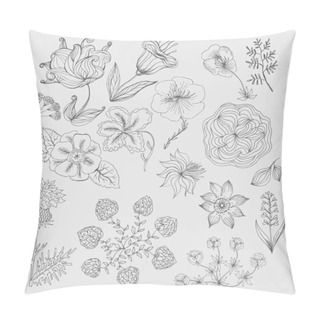 Personality  Set Flowers Hand Drawn Vector Background Elements Pillow Covers