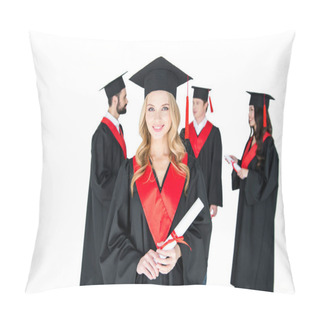 Personality  Happy Students With Diplomas  Pillow Covers