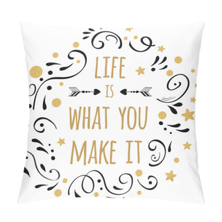 Personality  Positive Inspiration Quote. Vector Typography Print With Golden And Black Ornament Pillow Covers