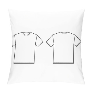 Personality  Blank White T-shirt Template With Dotted Stitching And Front And Back View Pillow Covers