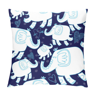 Personality  Seamless Pattern With Elephants And Hearts Pillow Covers