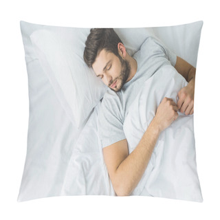 Personality  Top View Of Bearded Man Sleeping On Bed  Pillow Covers