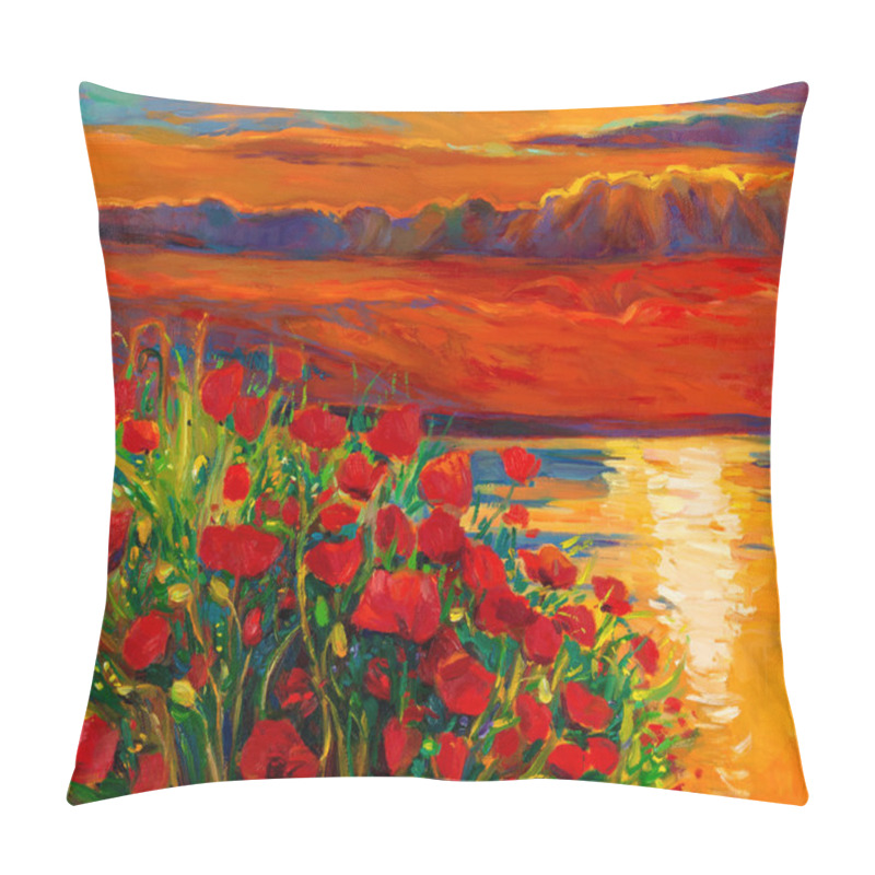 Personality  Poppy And Ocean Pillow Covers
