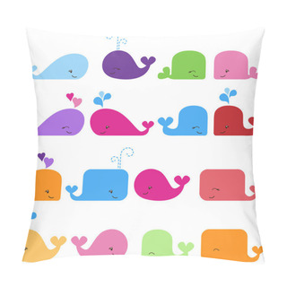 Personality  Rainbow Vector Set Of Cute Whales Pillow Covers