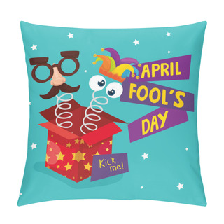 Personality  April Fool Day With Box Surprise And Icons Pillow Covers