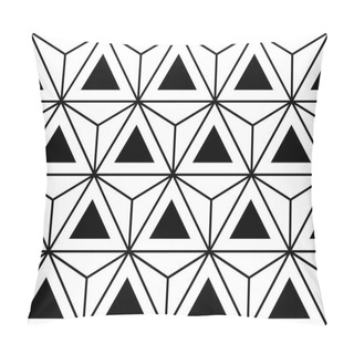 Personality  Vector Modern Seamless Sacred Geometry Pattern Hexagon Triangles, Black And White Abstract Geometric Background, Trendy Print, Monochrome Retro Texture, Hipster Fashion Design Pillow Covers